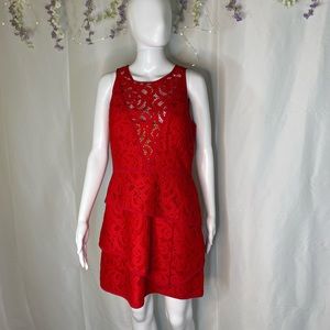 Red Lace Tiered Dress